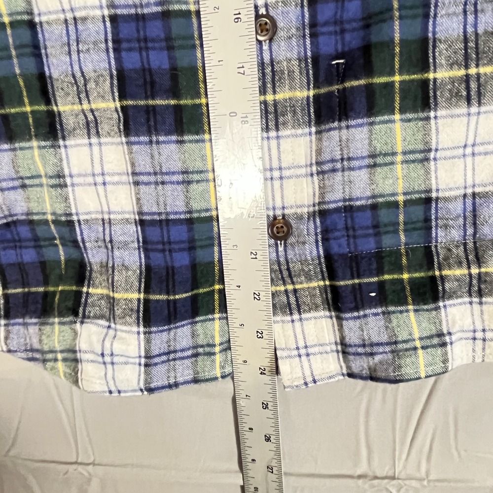 L.L. Bean Flannel Shirt Boys M 10-12 Multicolor Windowpane Plaid Button Up - Picture 9 of 10